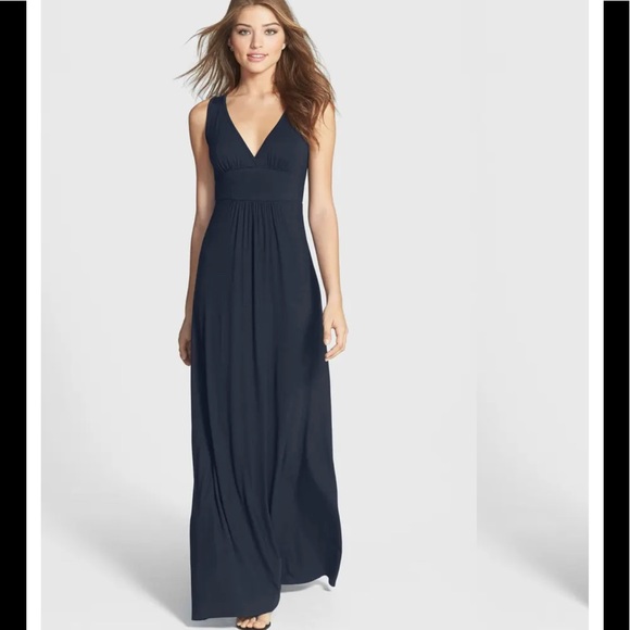 Loveappella V-Neck Jersey Maxi Dress size S